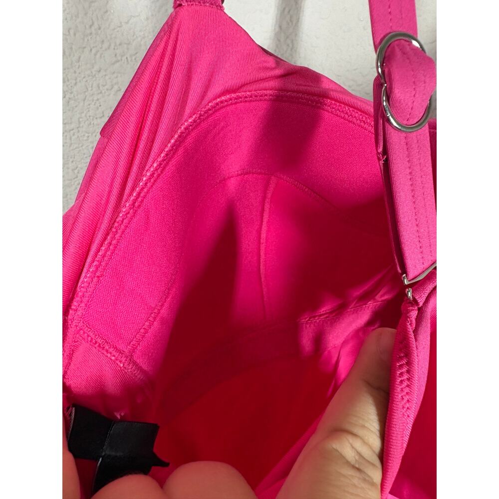 City Chic Size Medium/18 Ingrid Ruffle One Piece Fuchsia Pink Swimsuit Swimwear - Picture 11 of 15